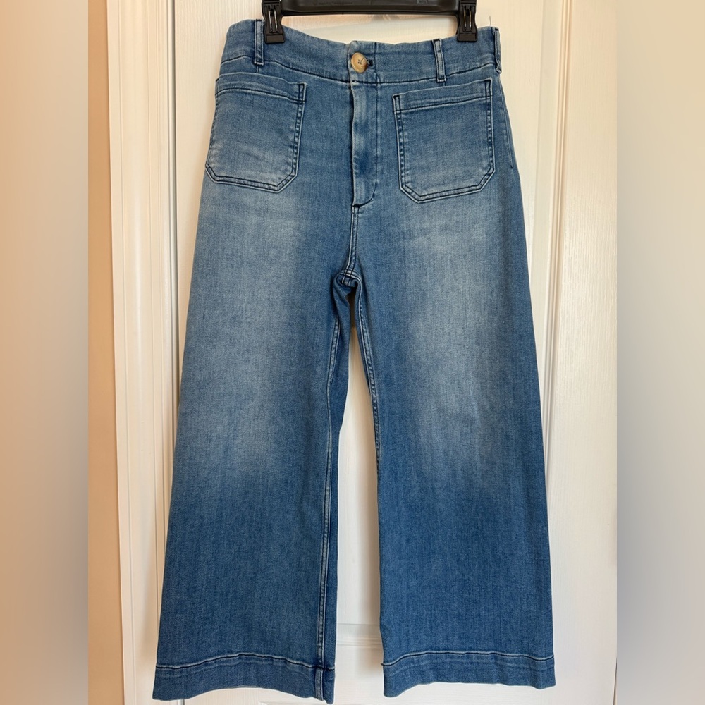 Maeve The Colette Crop HighRise Wide-Leg 
Light blue